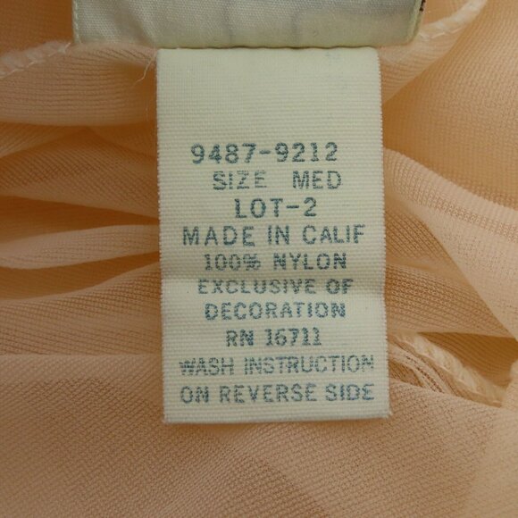 VTG Montgomery Ward Medium Pastel Orange Sheer Lace Trim Peignoir Robe Bathrobe - Picture 10 of 12